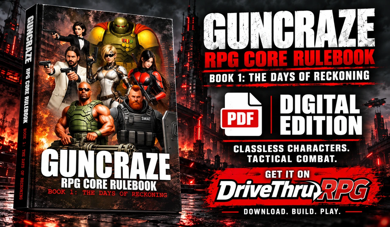 GunCraze Core Rulebook PDF on DriveThruRPG