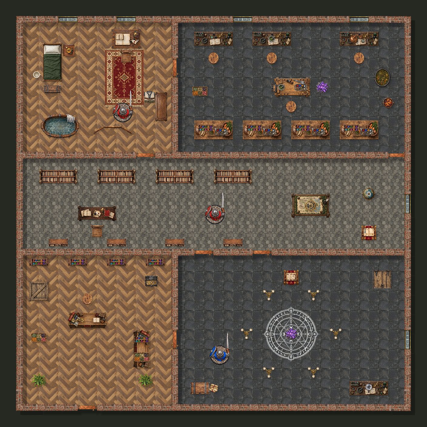 The Verdigris Alchemy House — 22 by 22 square map