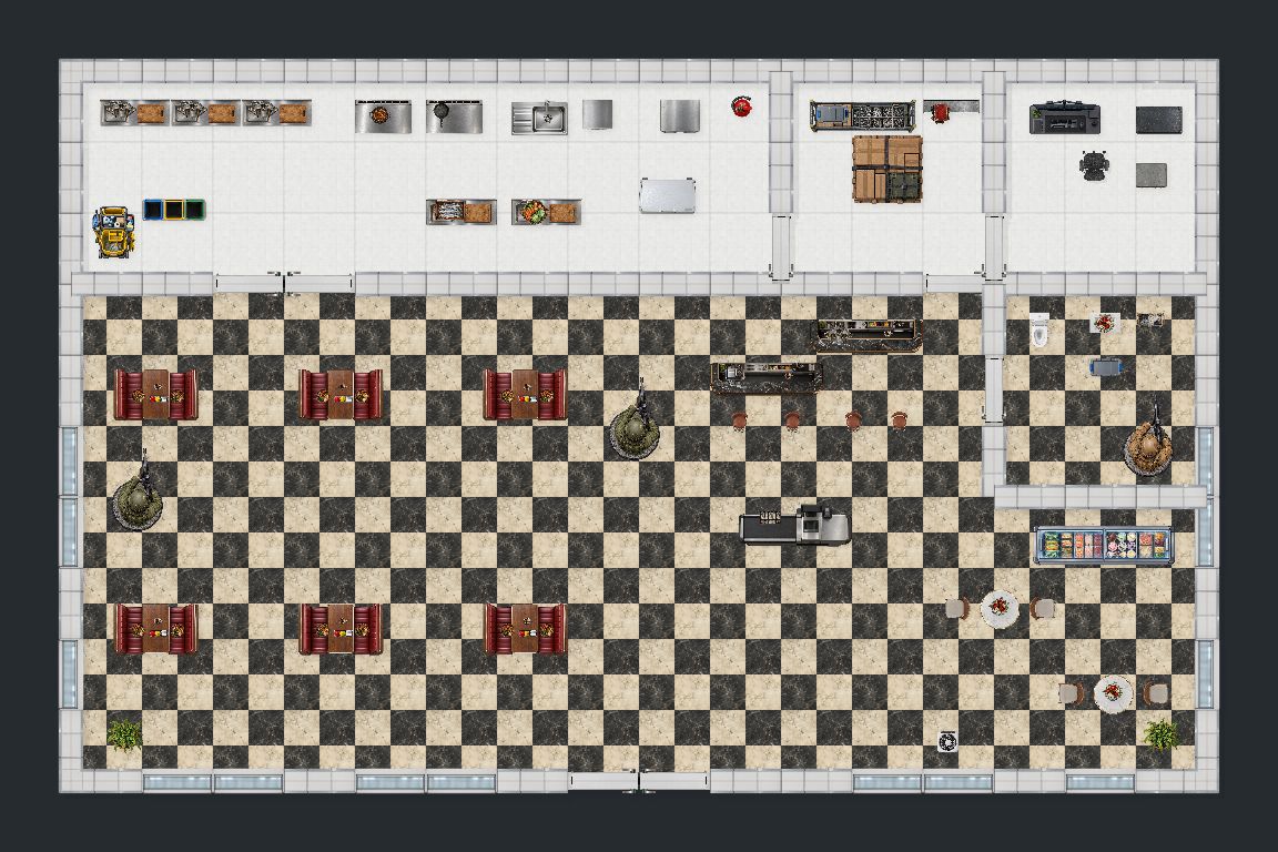 Neon Junction Diner — 18 by 12 square map