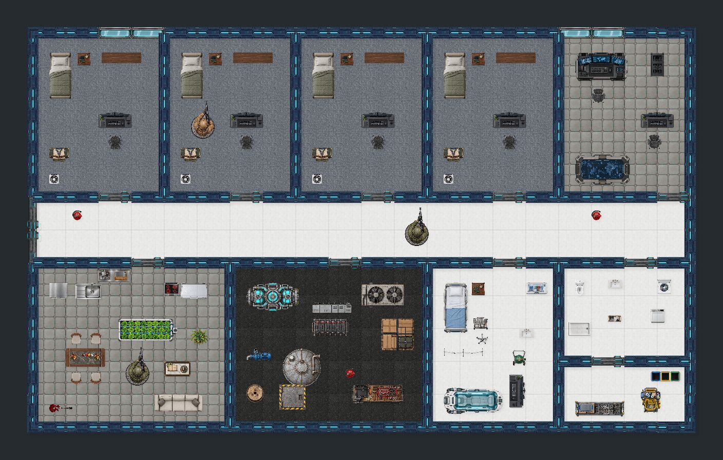 Orbital Crew Habitat — 22 by 14 square map